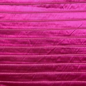 Embroidered stripe satin fabric yardage fuschia hot pink